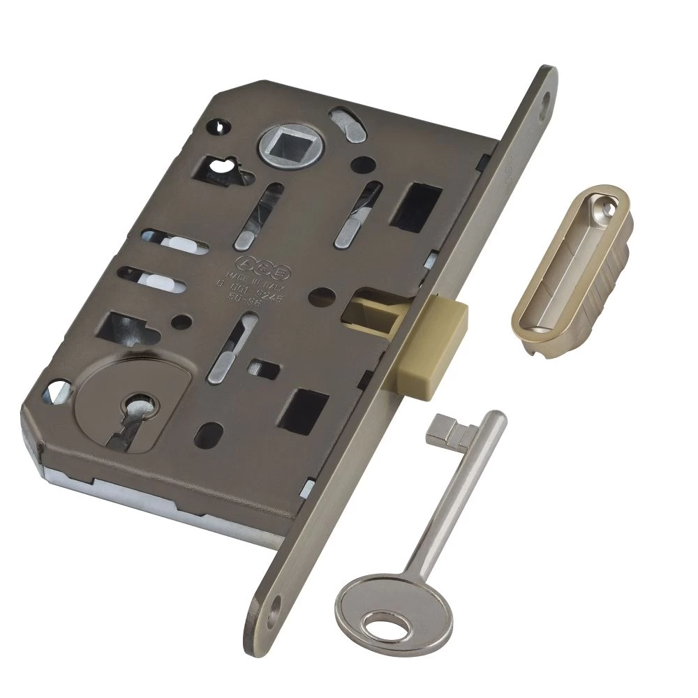 Фото B06101.50.12.640 Корпус врезного замка под ключ (ант. бр.) MEDIANA POLARIS с отв. пл. (скин)