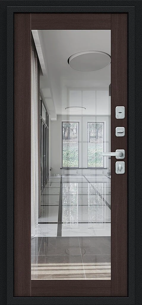 Входная дверь Thermo Флэш МФ/BChrome Букле черное/Wenge Melinga BR6216 внутренняя сторона