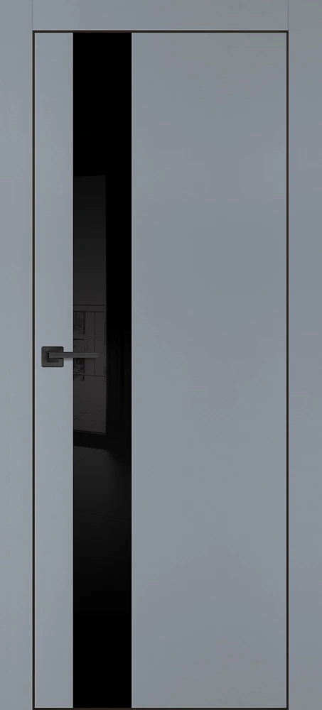 Фото Межкомнатная дверь PX-10 черная кромка с 4-х ст. Серый матовый